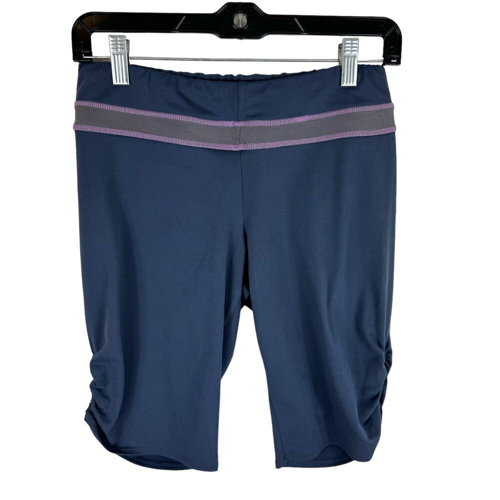 Title Nine Gray Stretchy Elastic Waist Ruched Athletic Bike Shorts Size S